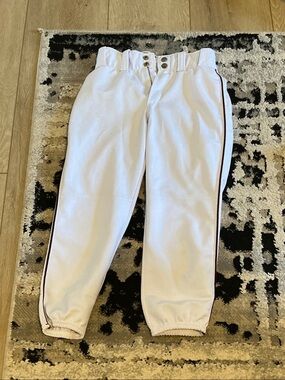 White Women’s Athletic Joggers with Contrast Side Stripe